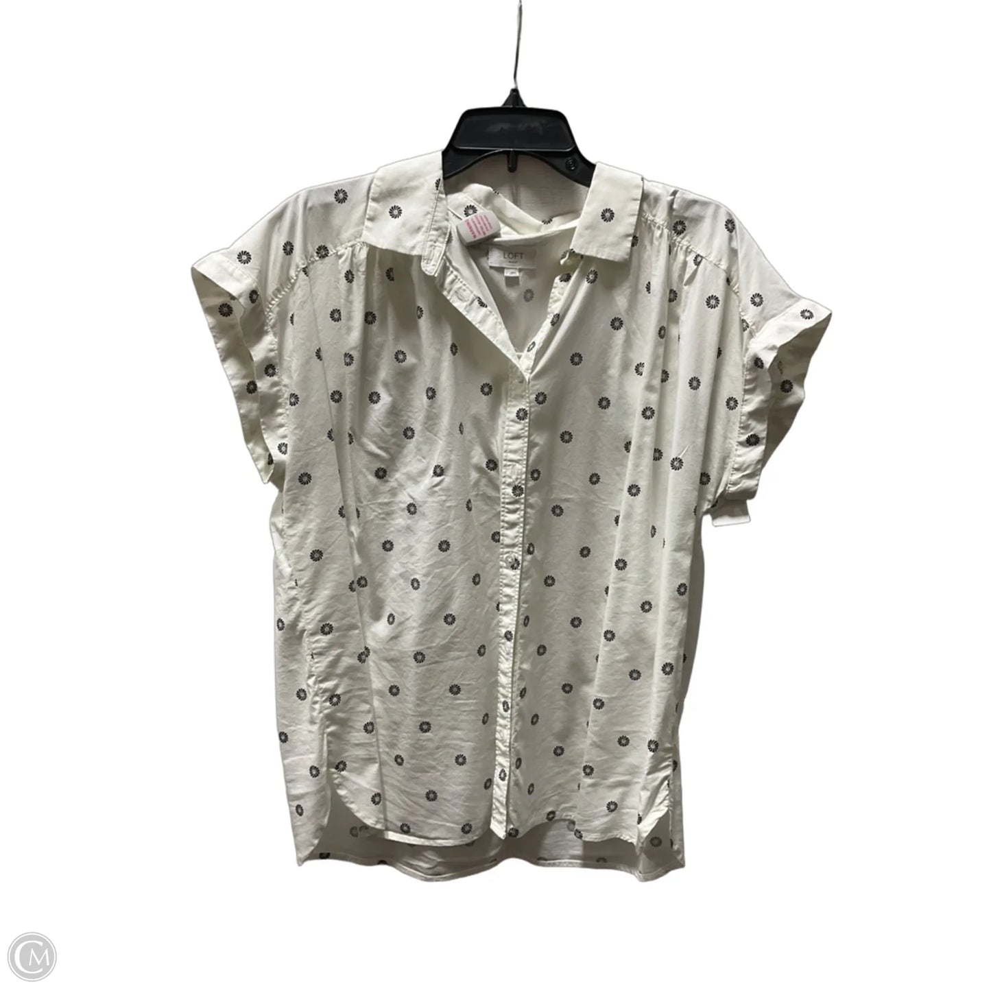 Blouse Short Sleeve By Loft In White, Size: L