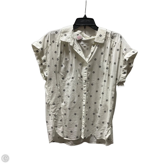 Blouse Short Sleeve By Loft In White, Size: L