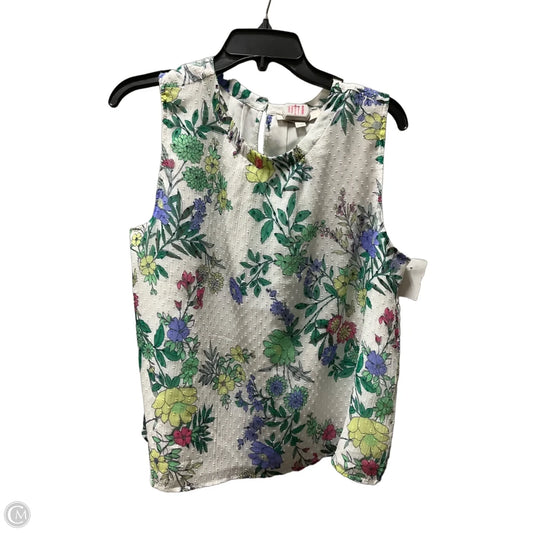Top Sleeveless By Loft In Floral Print, Size: L
