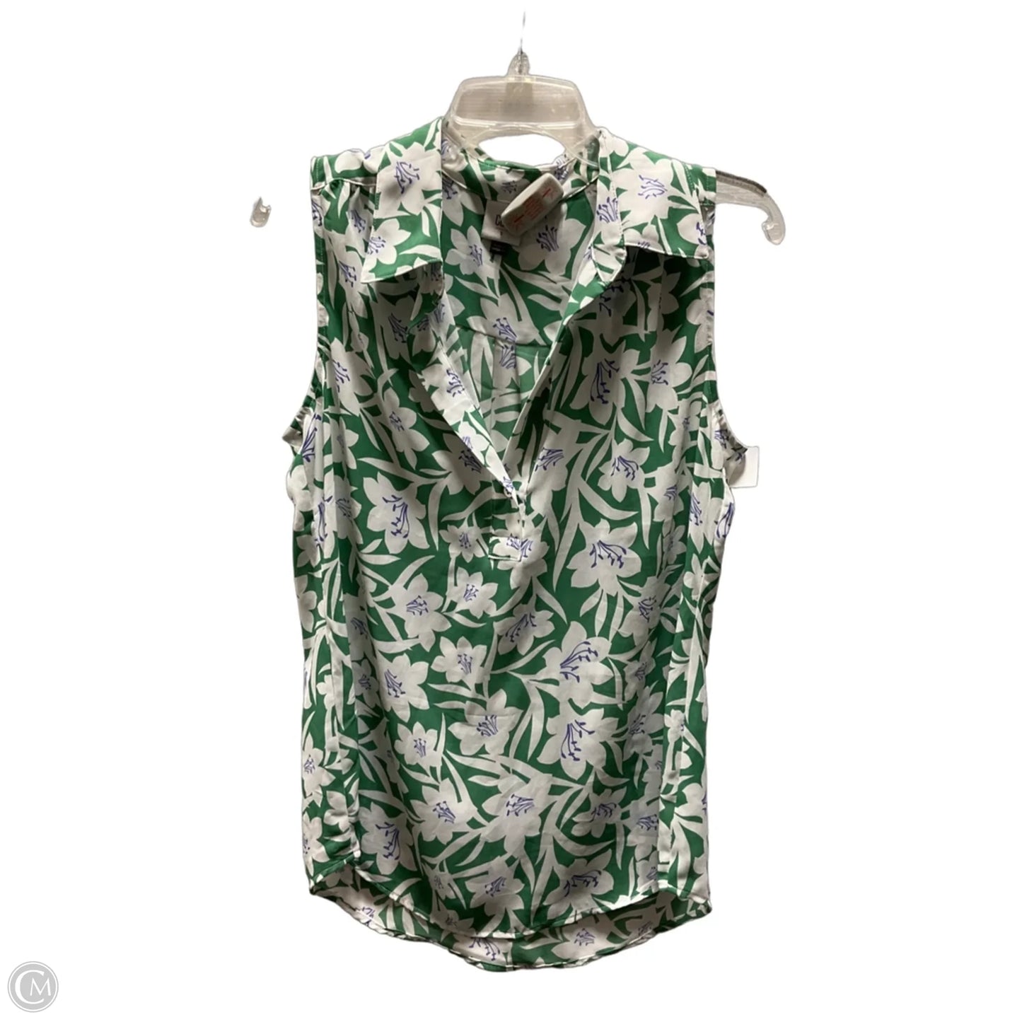 Top Sleeveless By Cabi In Green & White, Size: S