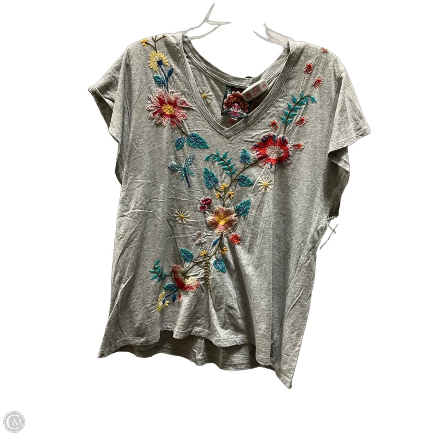 Top Short Sleeve By Johnny Was In Grey, Size: Xl