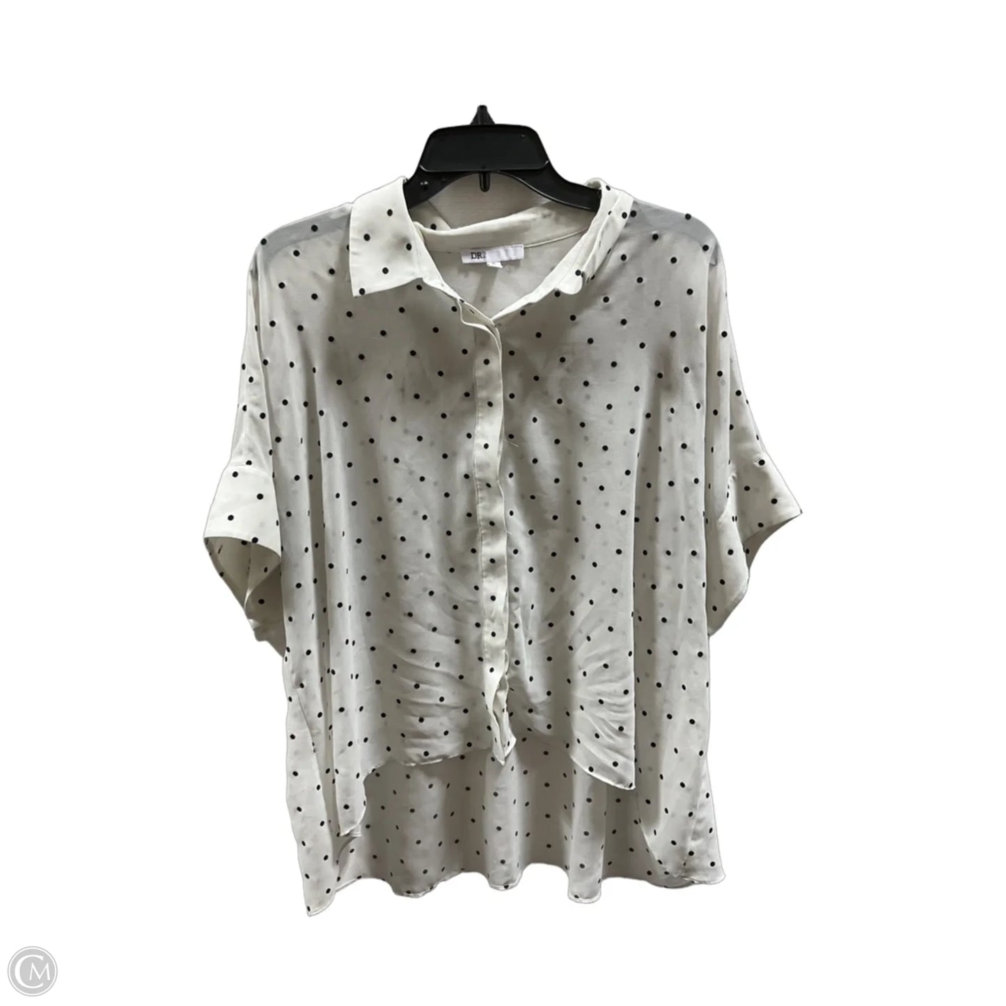 Blouse Short Sleeve By Dr2 In Polkadot Pattern, Size: Xl