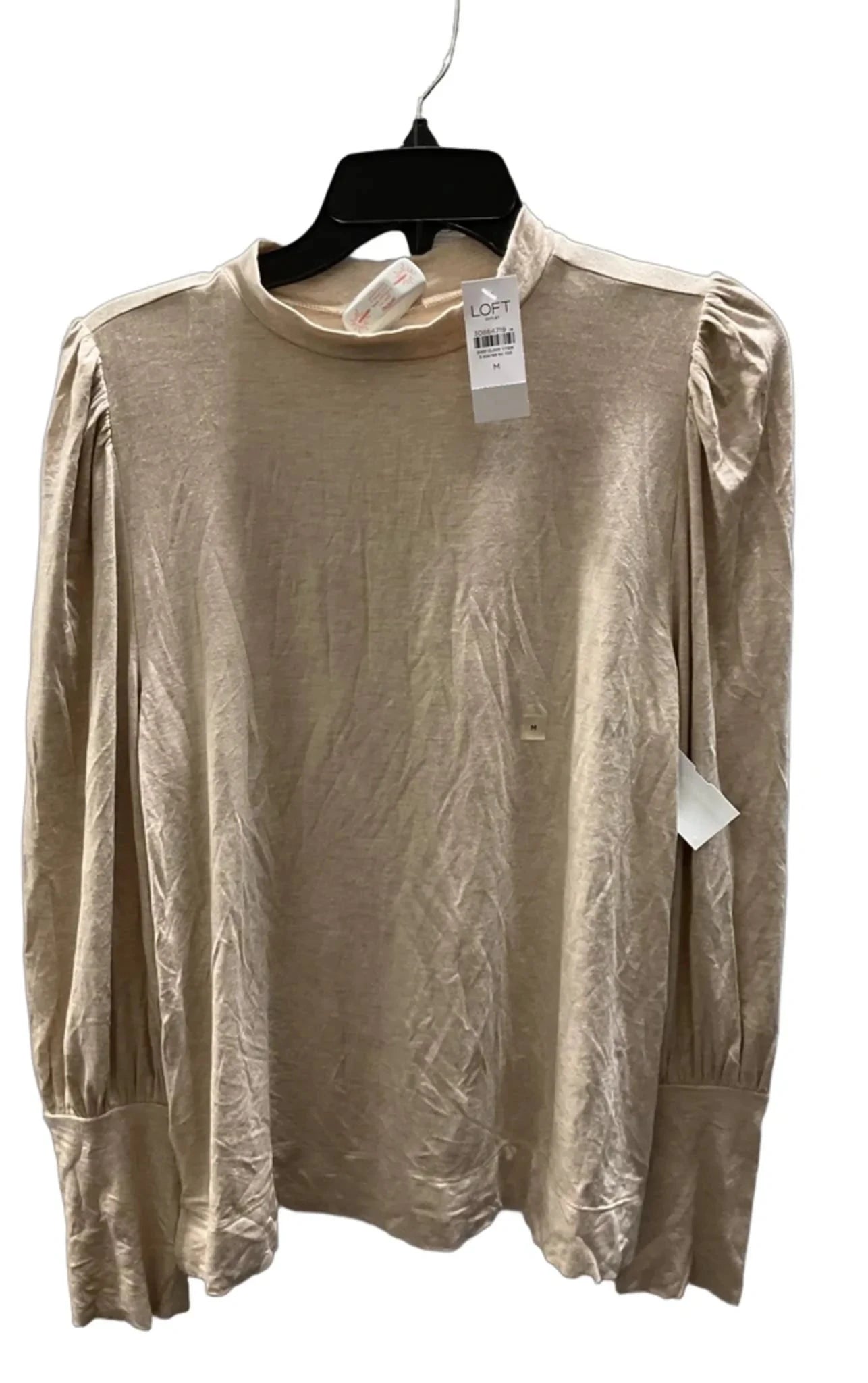 Top Long Sleeve Basic By Loft In Tan, Size: M