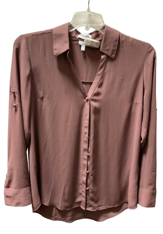 Blouse Long Sleeve By Express In Brown, Size: L