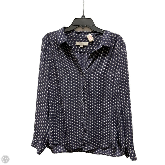 Blouse Long Sleeve By Loft In Navy, Size: L