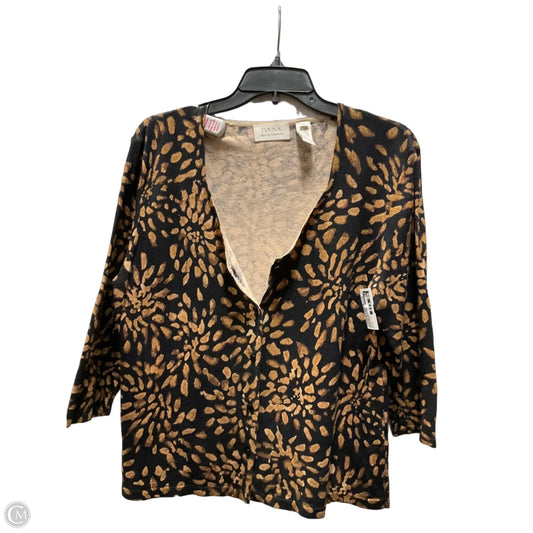 Cardigan By Dana Buchman In Black & Gold, Size: L