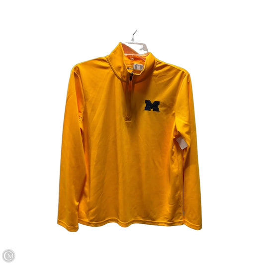 Athletic Top Long Sleeve Collar By Champion In Yellow, Size: M