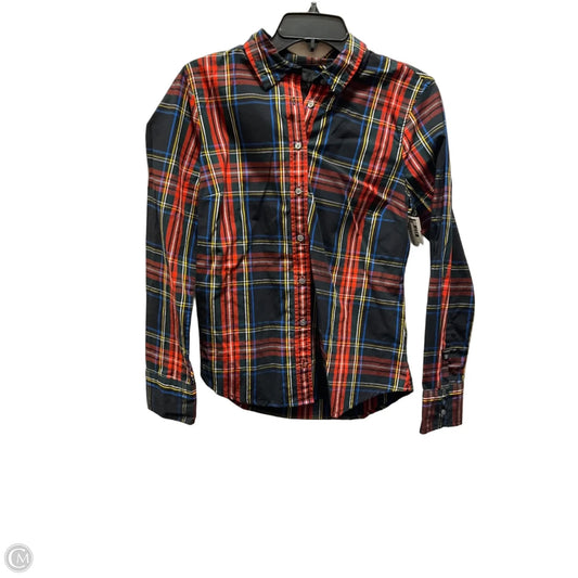 Blouse Long Sleeve By J. Crew In Plaid Pattern, Size: M