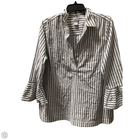 Blouse 3/4 Sleeve By Chicos In Striped Pattern, Size: M