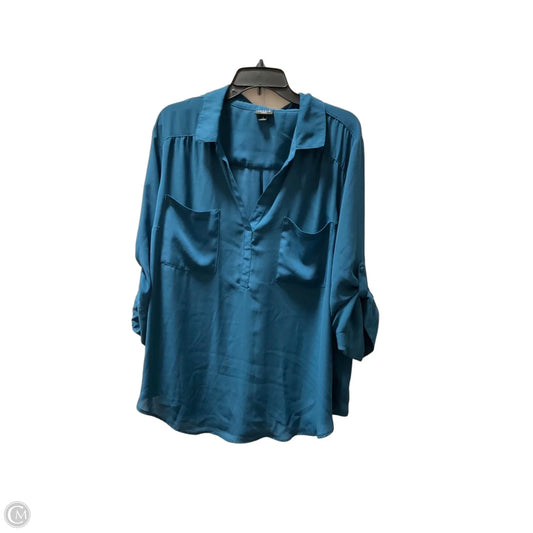 Top 3/4 Sleeve By Torrid In Blue, Size: 3x