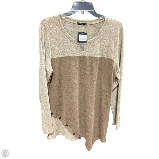 Top Long Sleeve By Reborn In Beige, Size: Xl