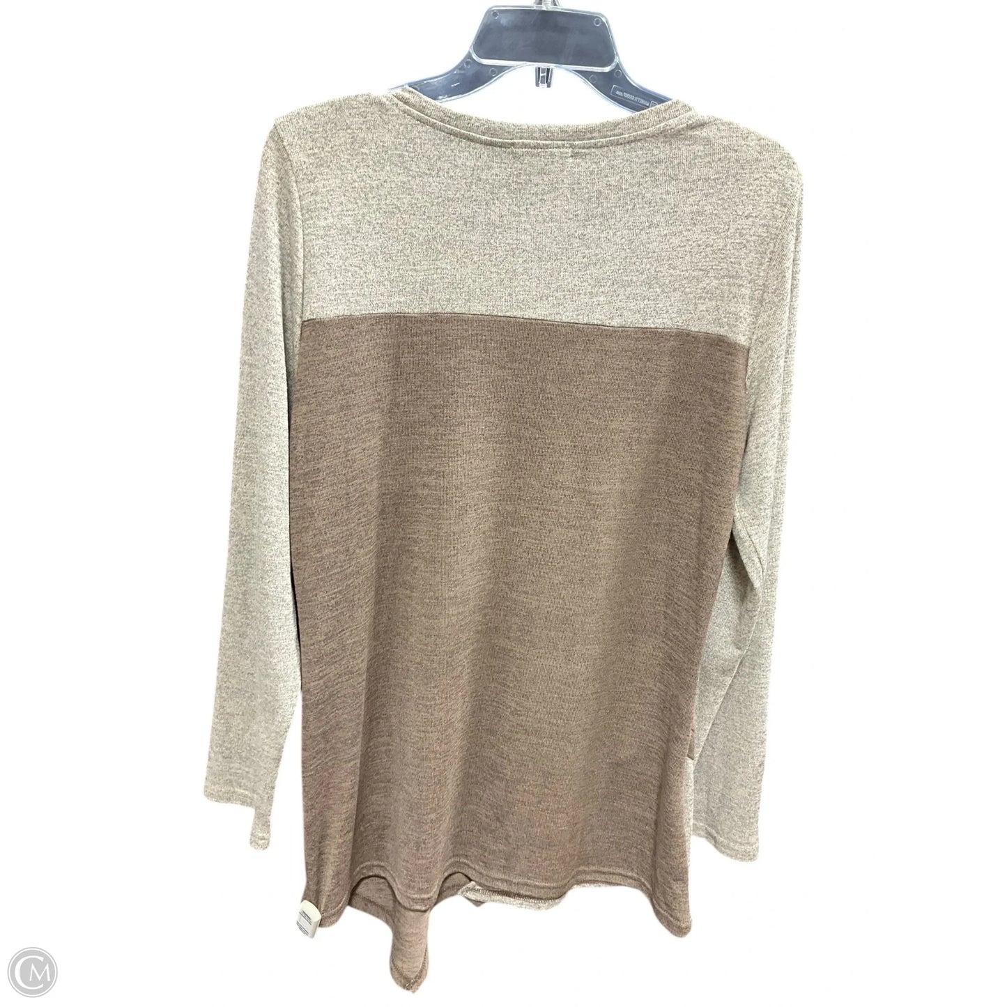 Top Long Sleeve By Reborn In Beige, Size: Xl
