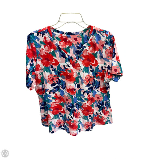 Top Short Sleeve By Denim And Co Qvc In Floral Print, Size: L