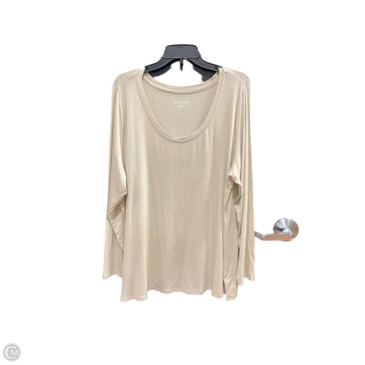 Top Long Sleeve Basic By Ava & Viv In Beige, Size: 2x