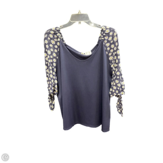 Top 3/4 Sleeve By Cato In Navy, Size: 18