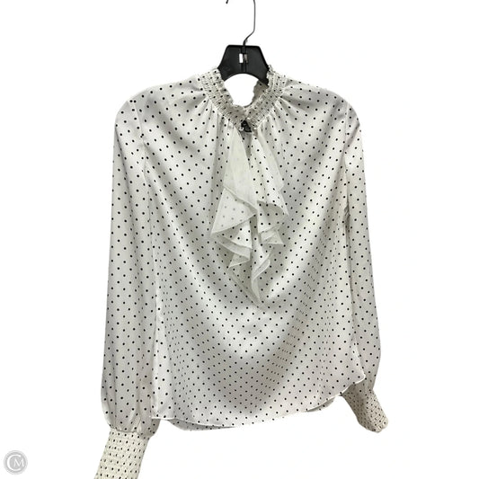 Top Long Sleeve By White House Black Market In Polkadot Pattern, Size: 10