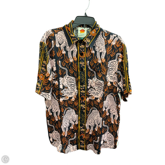 Top Short Sleeve By Farm Rio In Black & Pink, Size: Xs