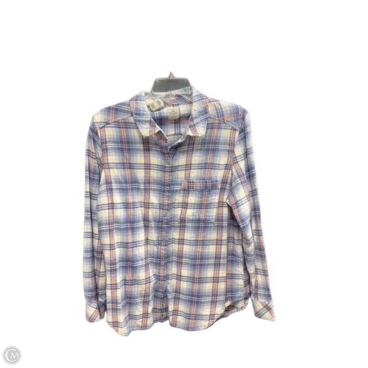 Blouse Long Sleeve By Clothes Mentor In Plaid Pattern, Size: L
