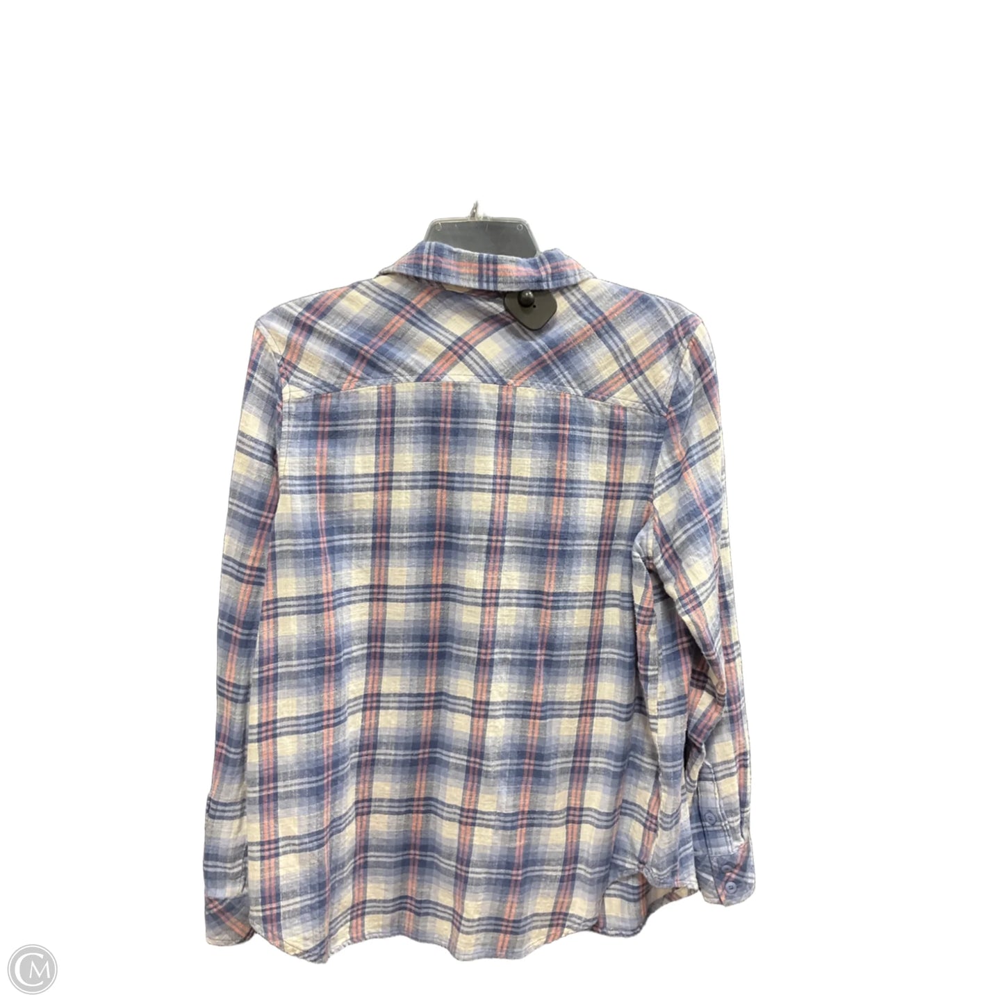 Blouse Long Sleeve By Clothes Mentor In Plaid Pattern, Size: L