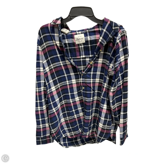 Blouse Long Sleeve By Jachs Girlfirend In Blue & Pink, Size: L