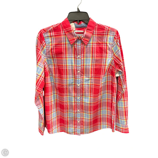 Blouse Long Sleeve By Charter Club In Plaid Pattern, Size: 10
