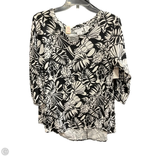 Top 3/4 Sleeve By Nicole Miller In Black & White, Size: 1x
