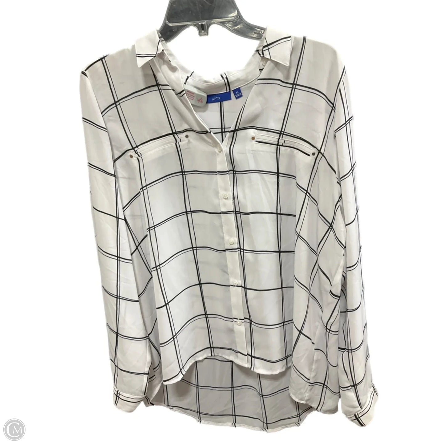 Blouse Long Sleeve By Apt 9 In Black & White, Size: Xl