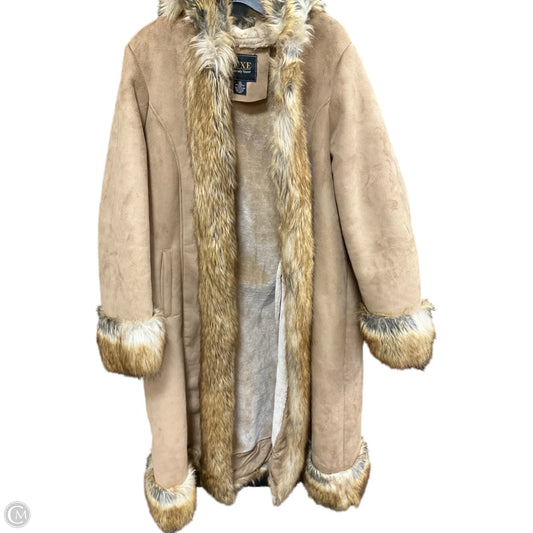 Coat Faux Fur & Sherpa By Luxe In Tan, Size: 1x