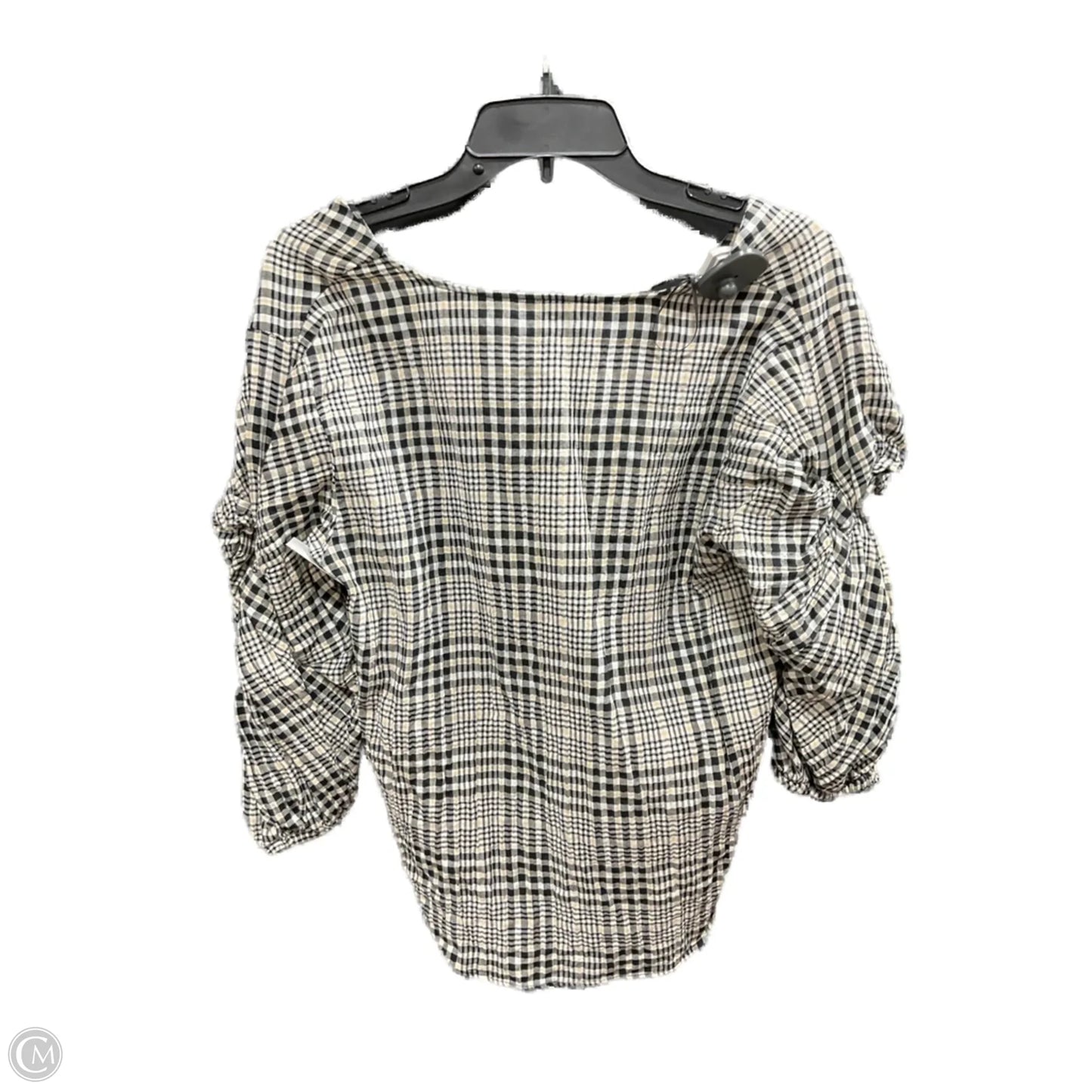 Top Long Sleeve By Zara Basic In Plaid Pattern, Size: S