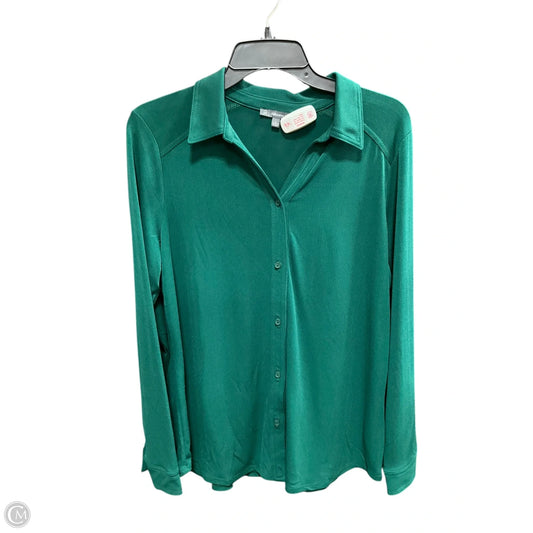 Blouse Long Sleeve By Adrianna Papell In Green, Size: L