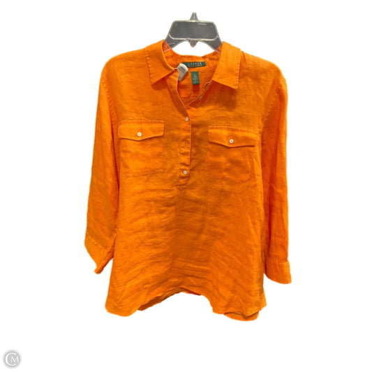Blouse Long Sleeve By Lauren By Ralph Lauren In Orange, Size: Xl
