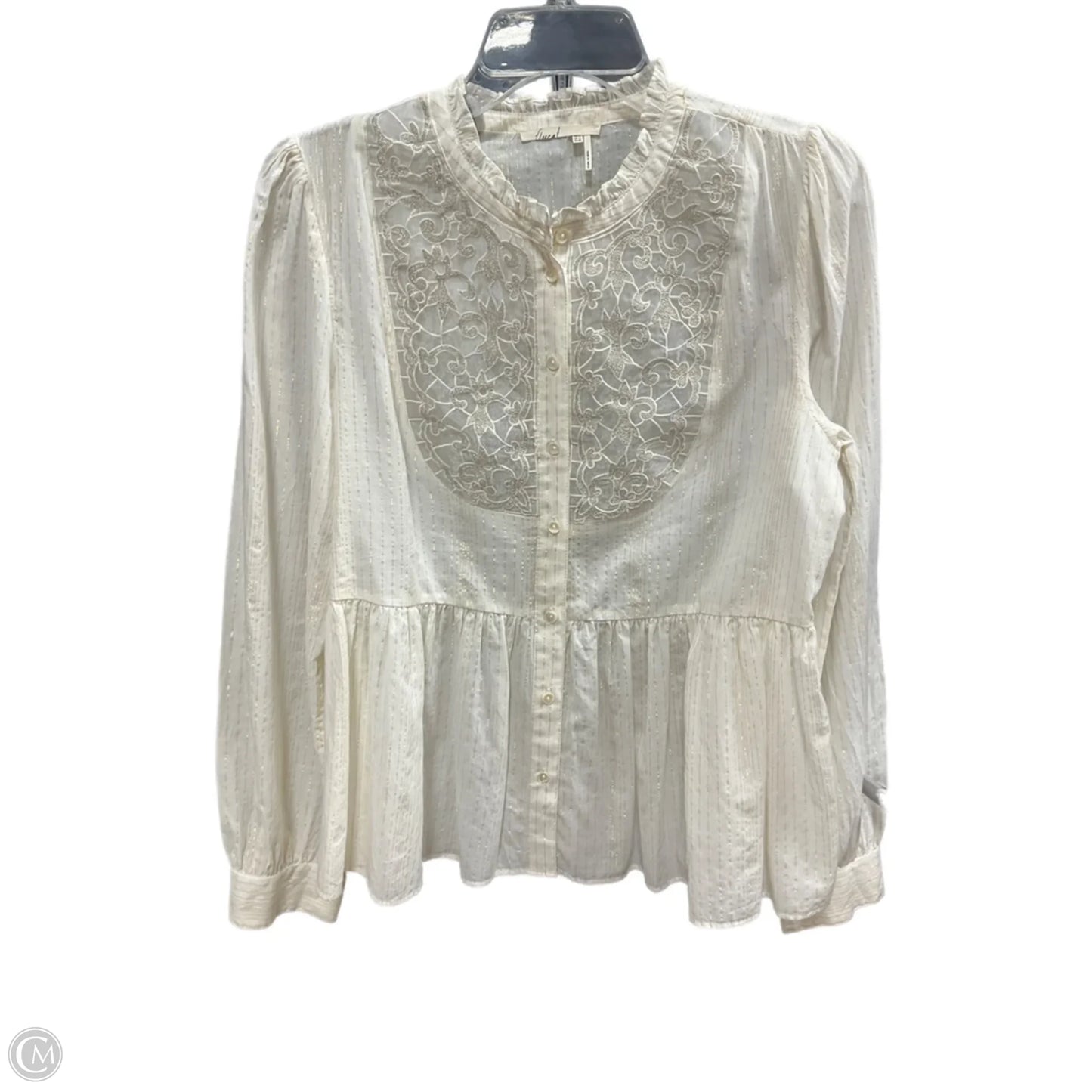 Top Long Sleeve By Floreat In Cream, Size: 14