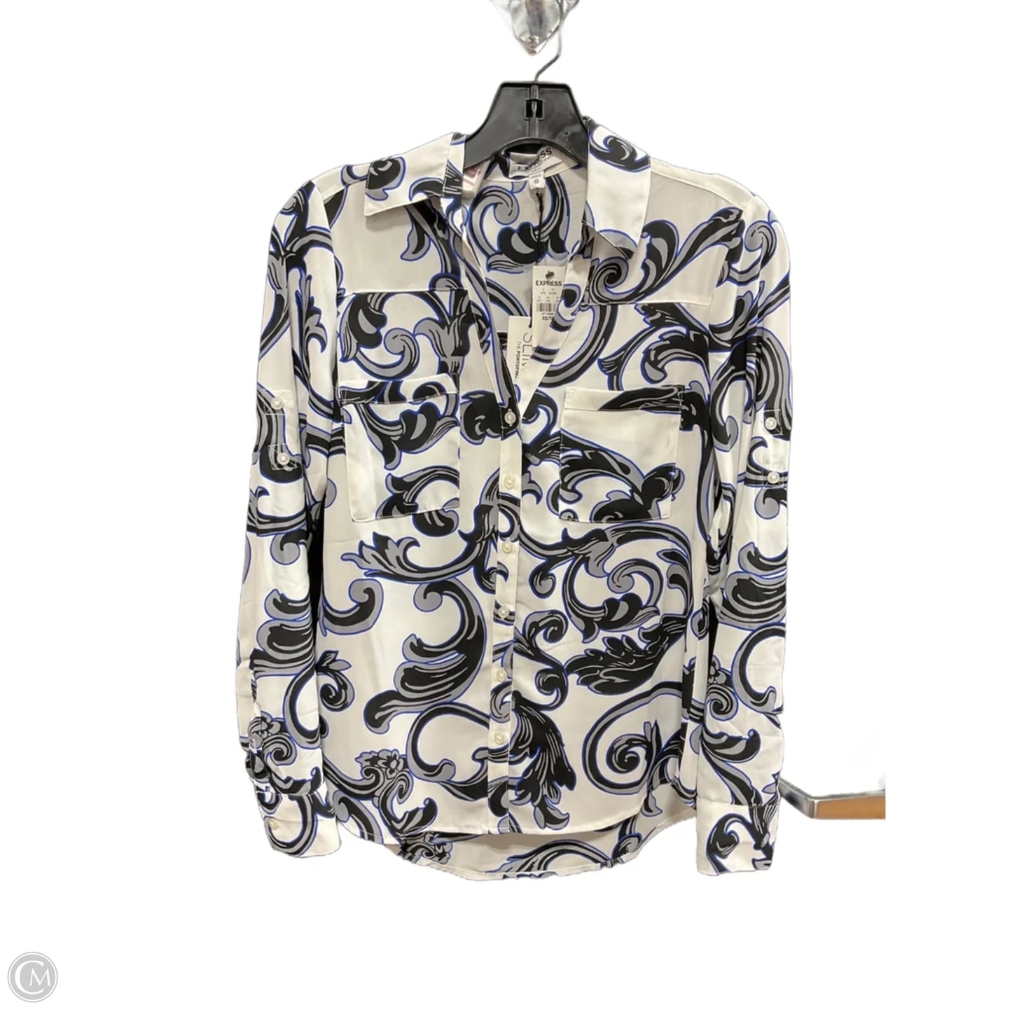 Blouse Long Sleeve By Express In Animal Print, Size: Xs