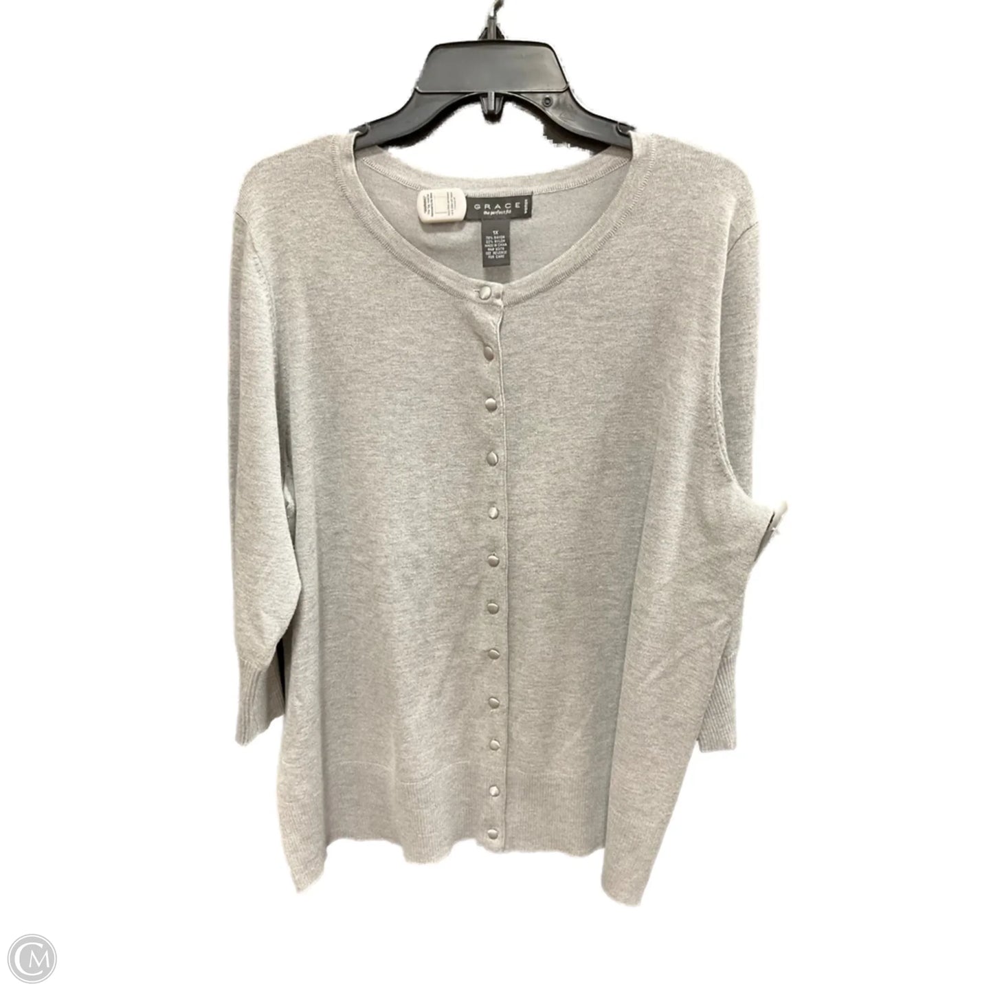 Cardigan By Grace In Grey, Size: 1x