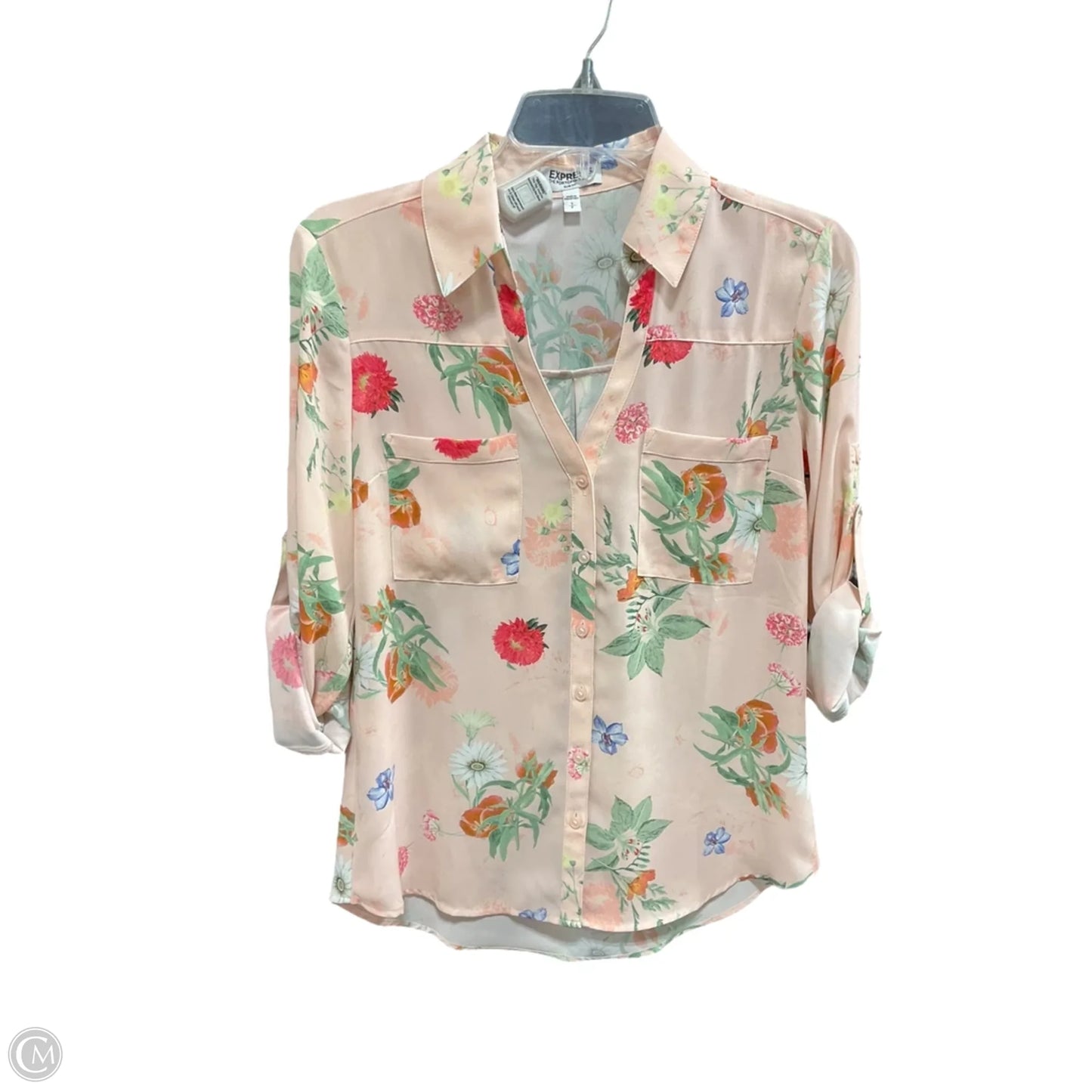 Blouse 3/4 Sleeve By Express In Floral Print, Size: S