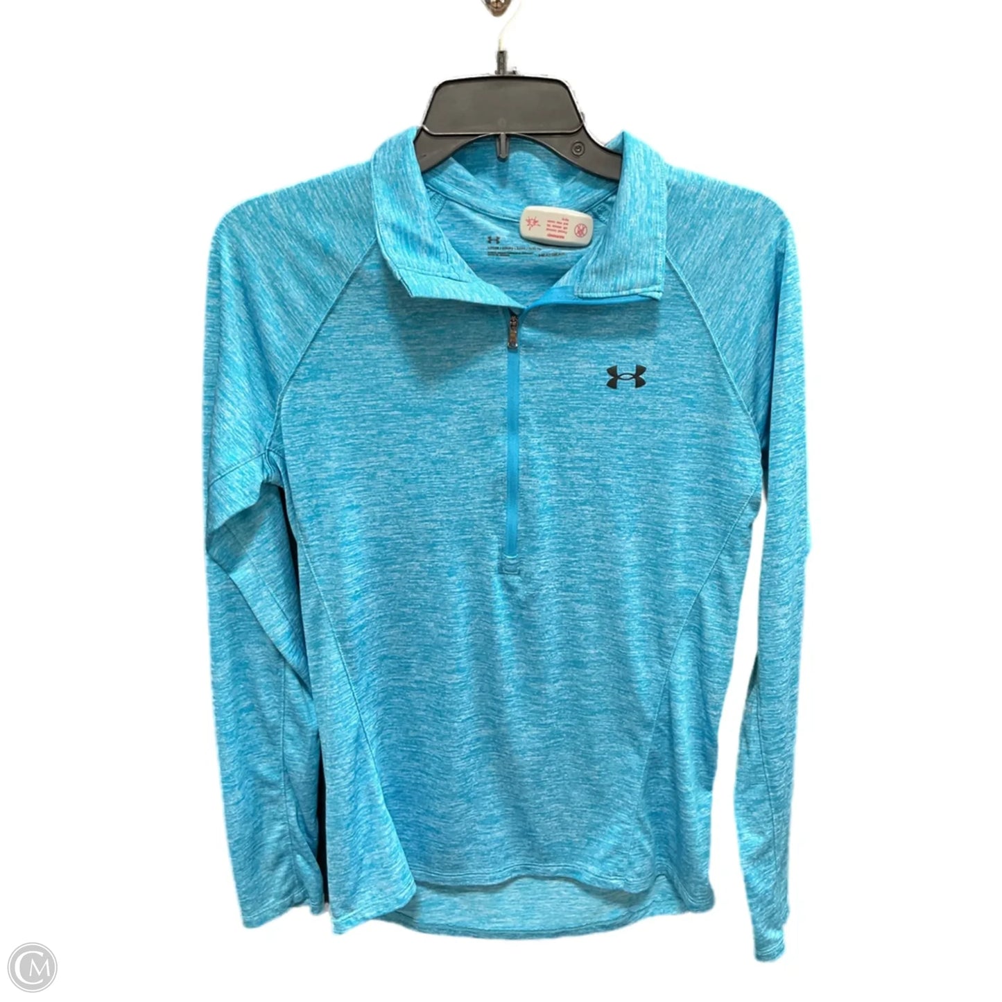 Athletic Top Long Sleeve Collar By Under Armour In Blue, Size: M