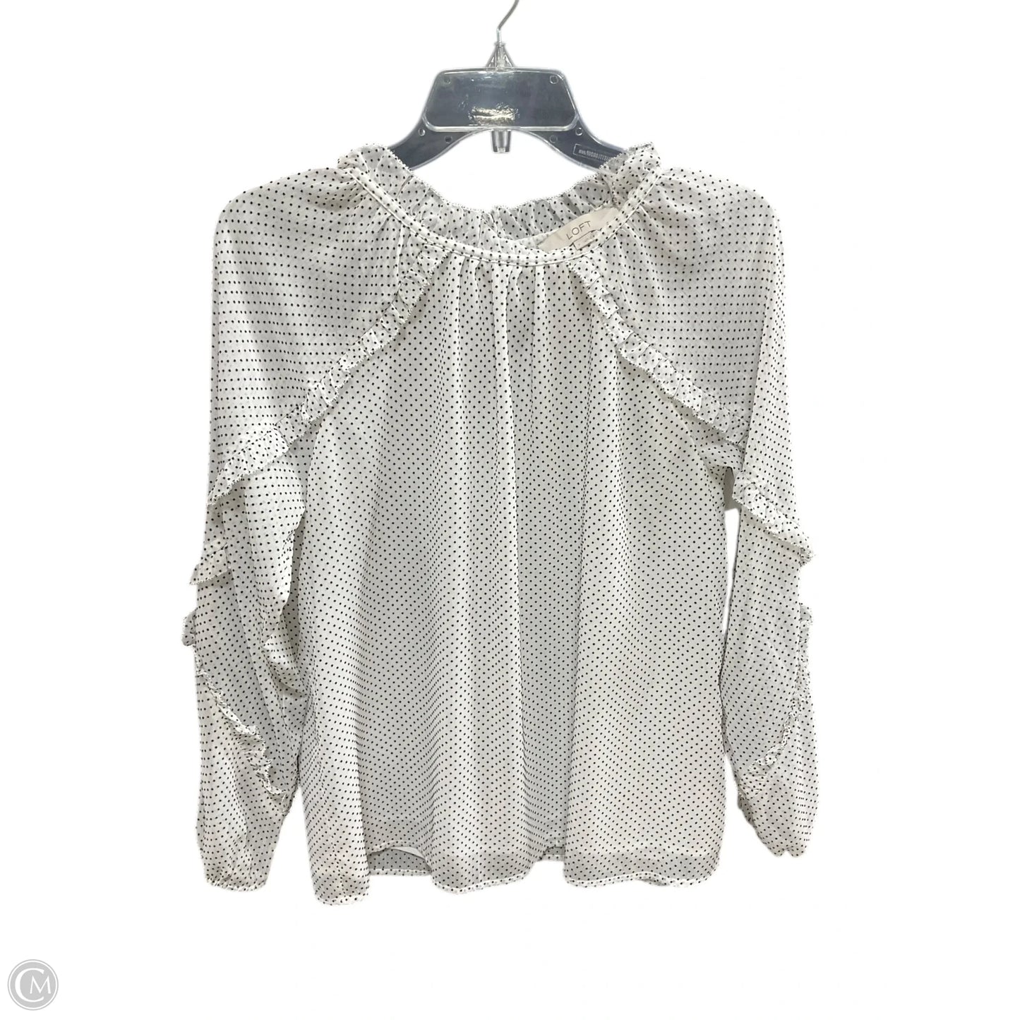 Top Long Sleeve By Loft In Polkadot Pattern, Size: S
