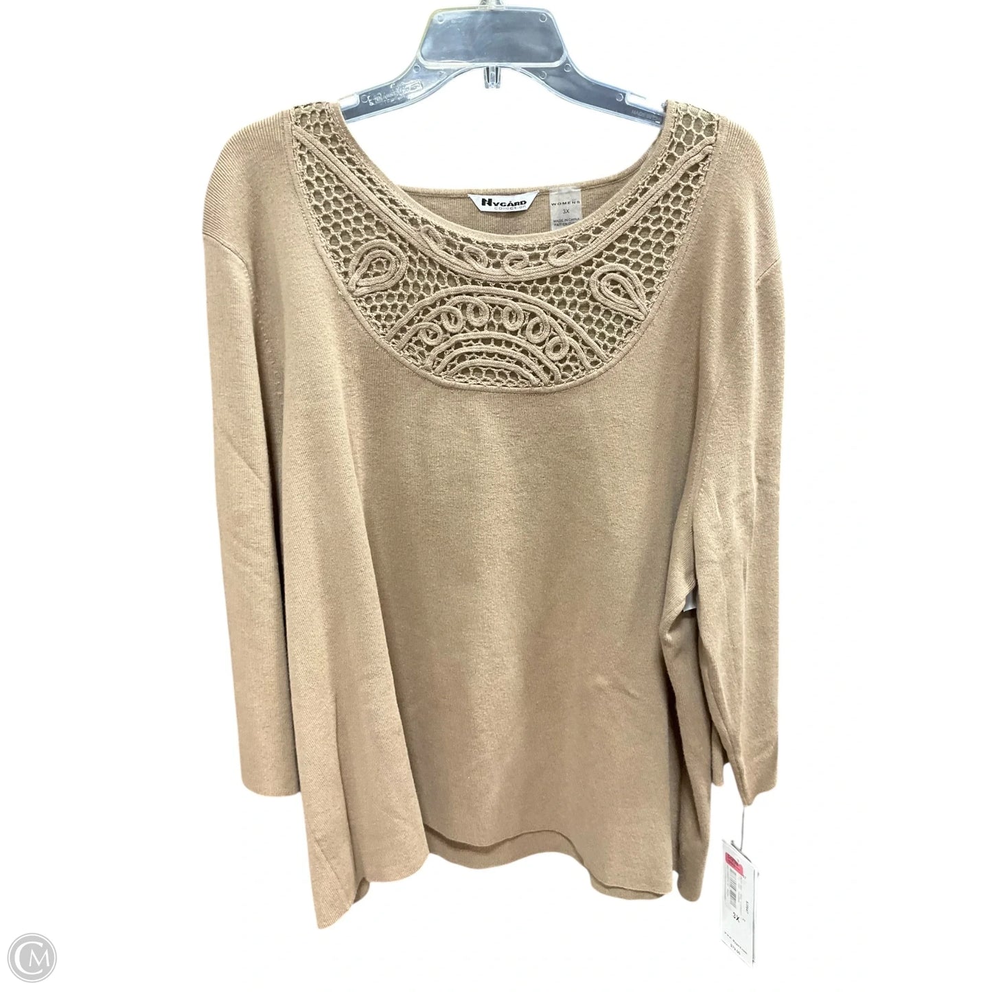 Top 3/4 Sleeve By Cmc In Beige, Size: 3x