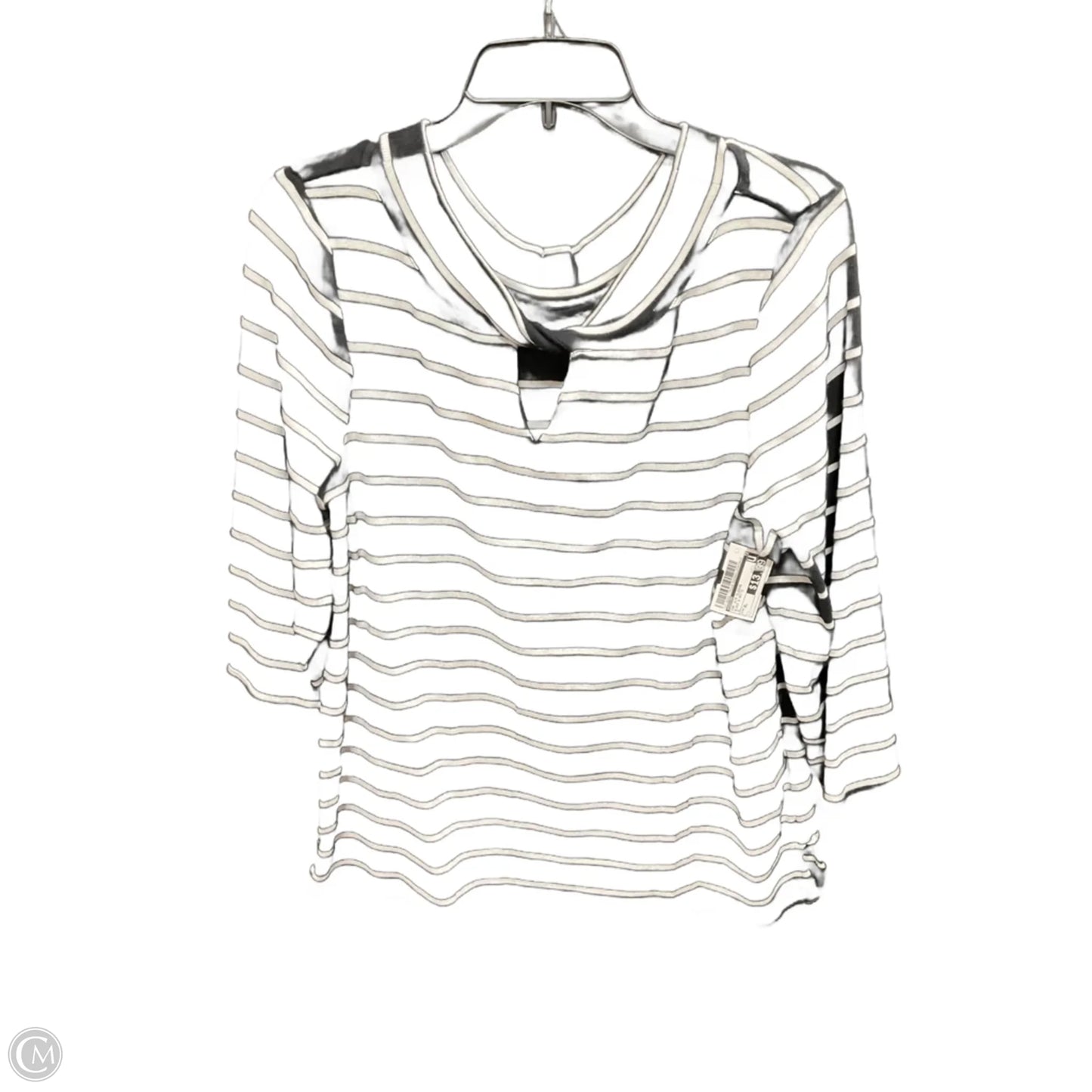 Top 3/4 Sleeve By Chicos In Black & White, Size: Xl