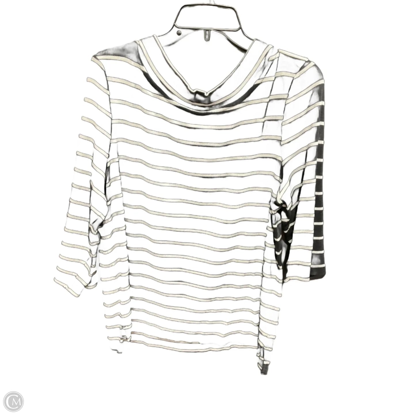 Top 3/4 Sleeve By Chicos In Black & White, Size: Xl