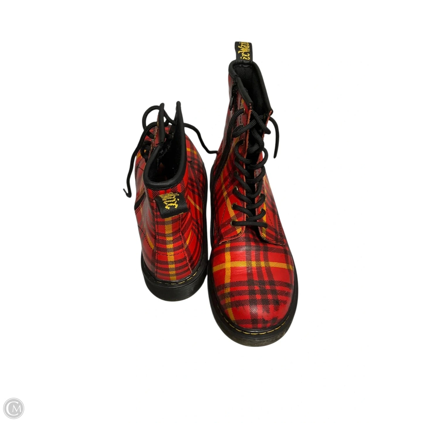 Boots Combat By Dr Martens In Plaid Pattern, Size: 6