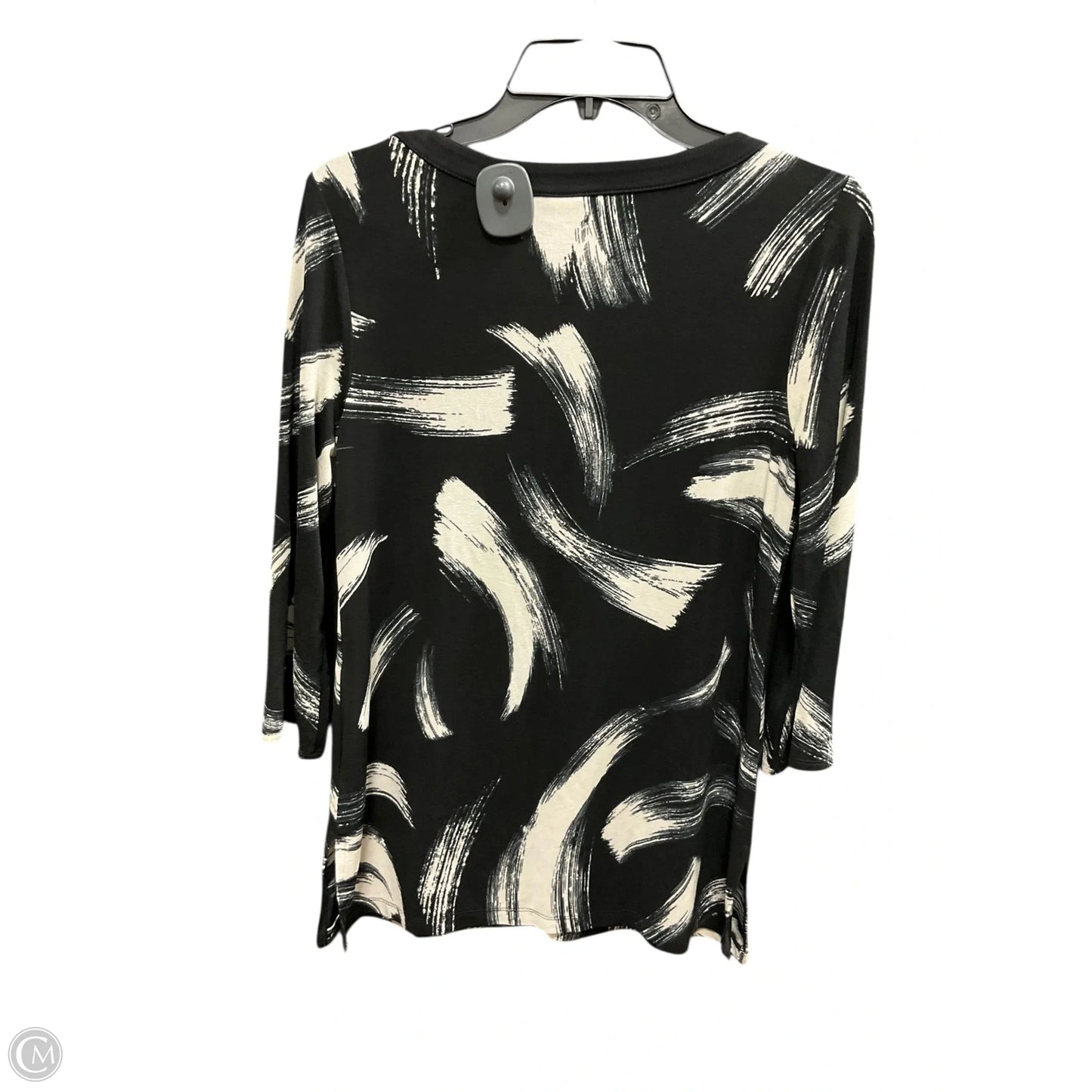 Top 3/4 Sleeve By Chicos In Black & White, Size: S