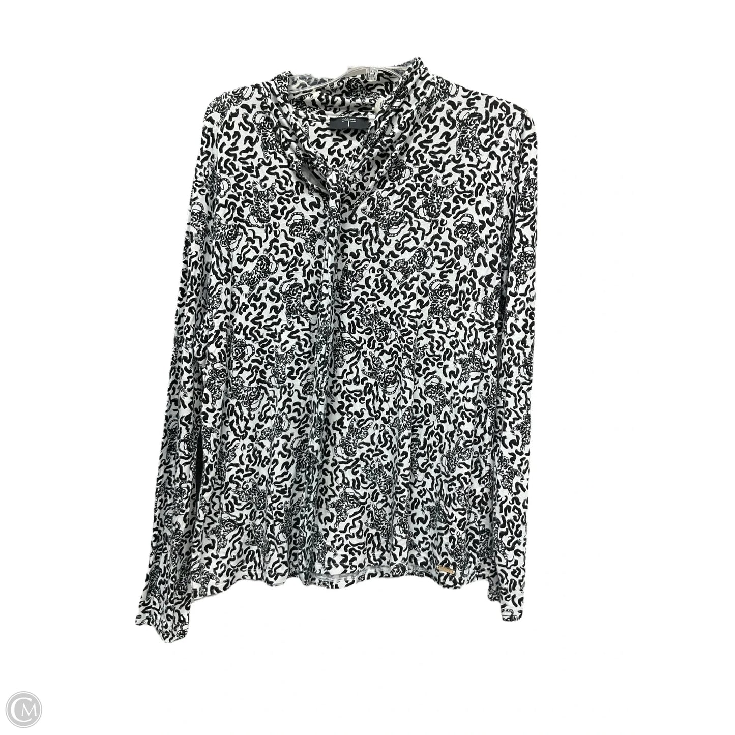 Top Long Sleeve By Tahari In Black & White, Size: Xl