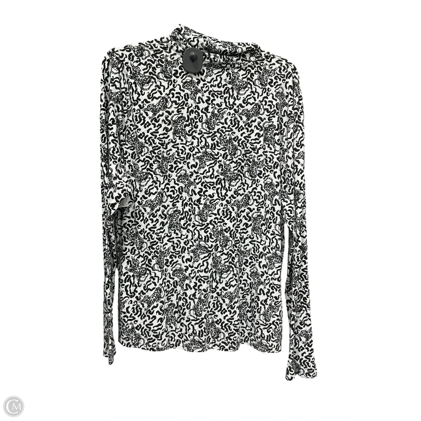 Top Long Sleeve By Tahari In Black & White, Size: Xl