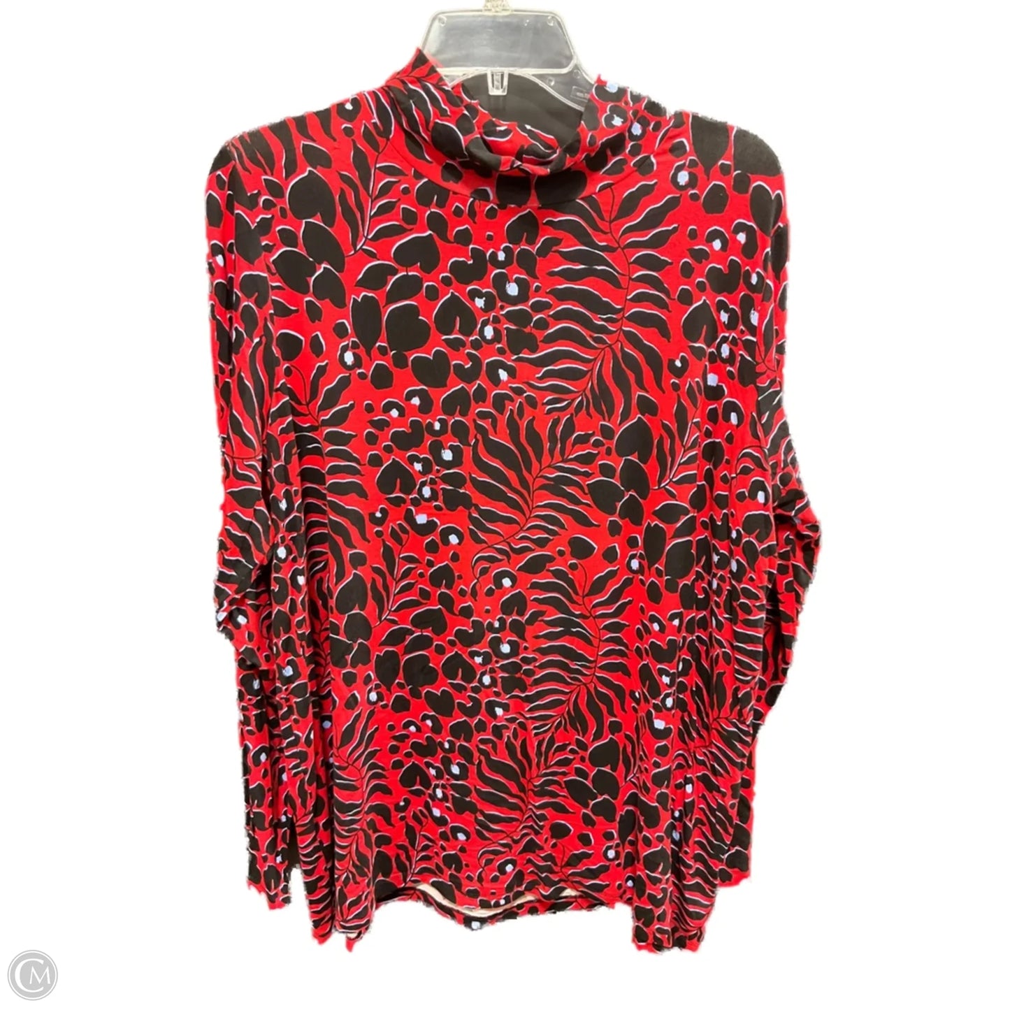 Top Long Sleeve By Chicos In Black & Red, Size: Xxl