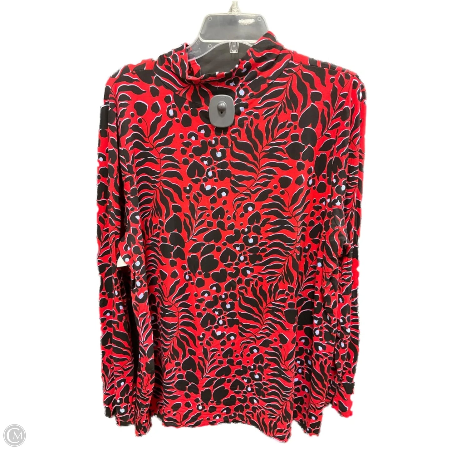 Top Long Sleeve By Chicos In Black & Red, Size: Xxl