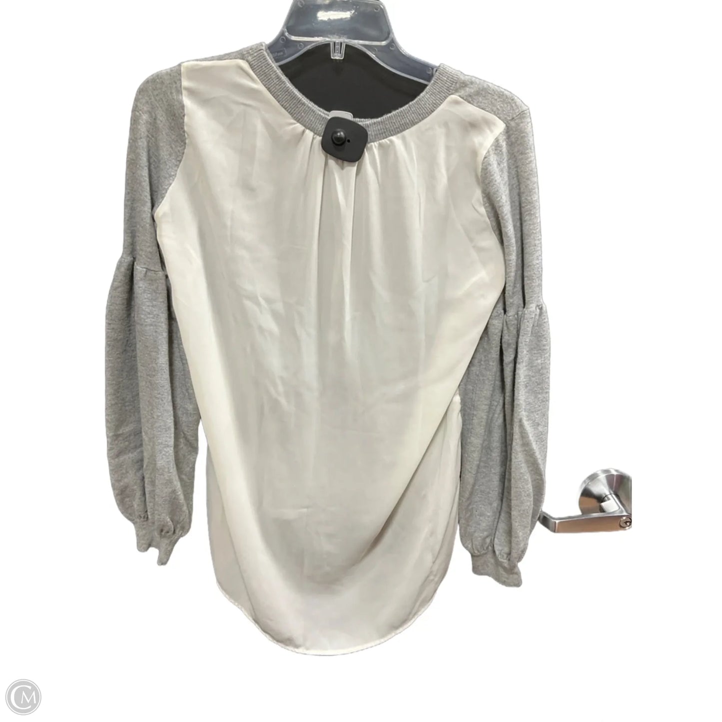 Top Long Sleeve By Chelsea 28 In Grey, Size: S