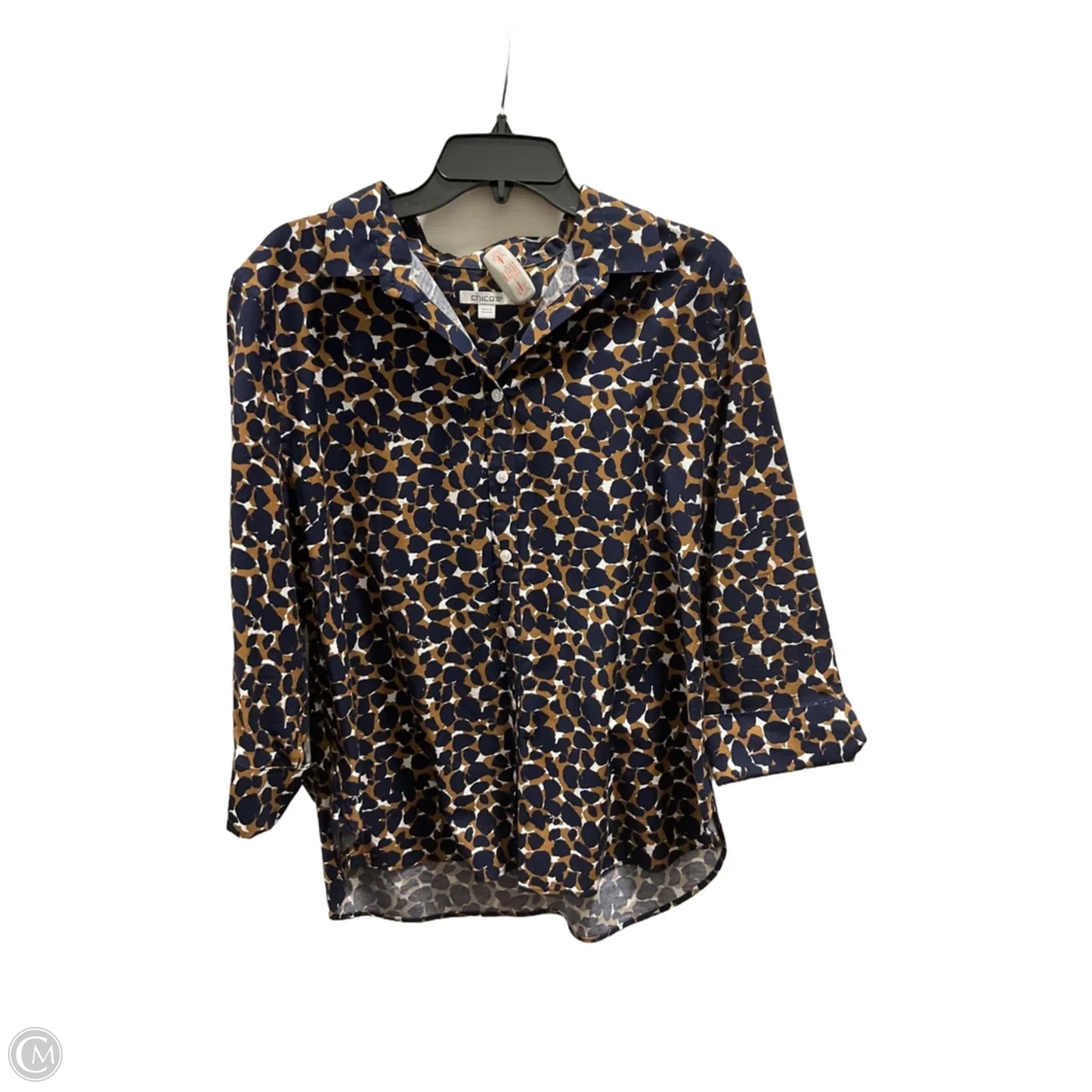 Blouse 3/4 Sleeve By Chicos In Navy, Size: 14