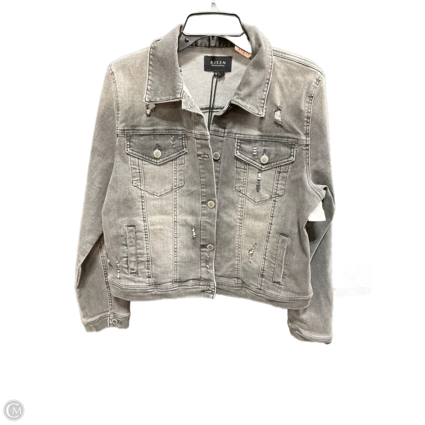 Jacket Denim By Risen In Grey Denim, Size: L