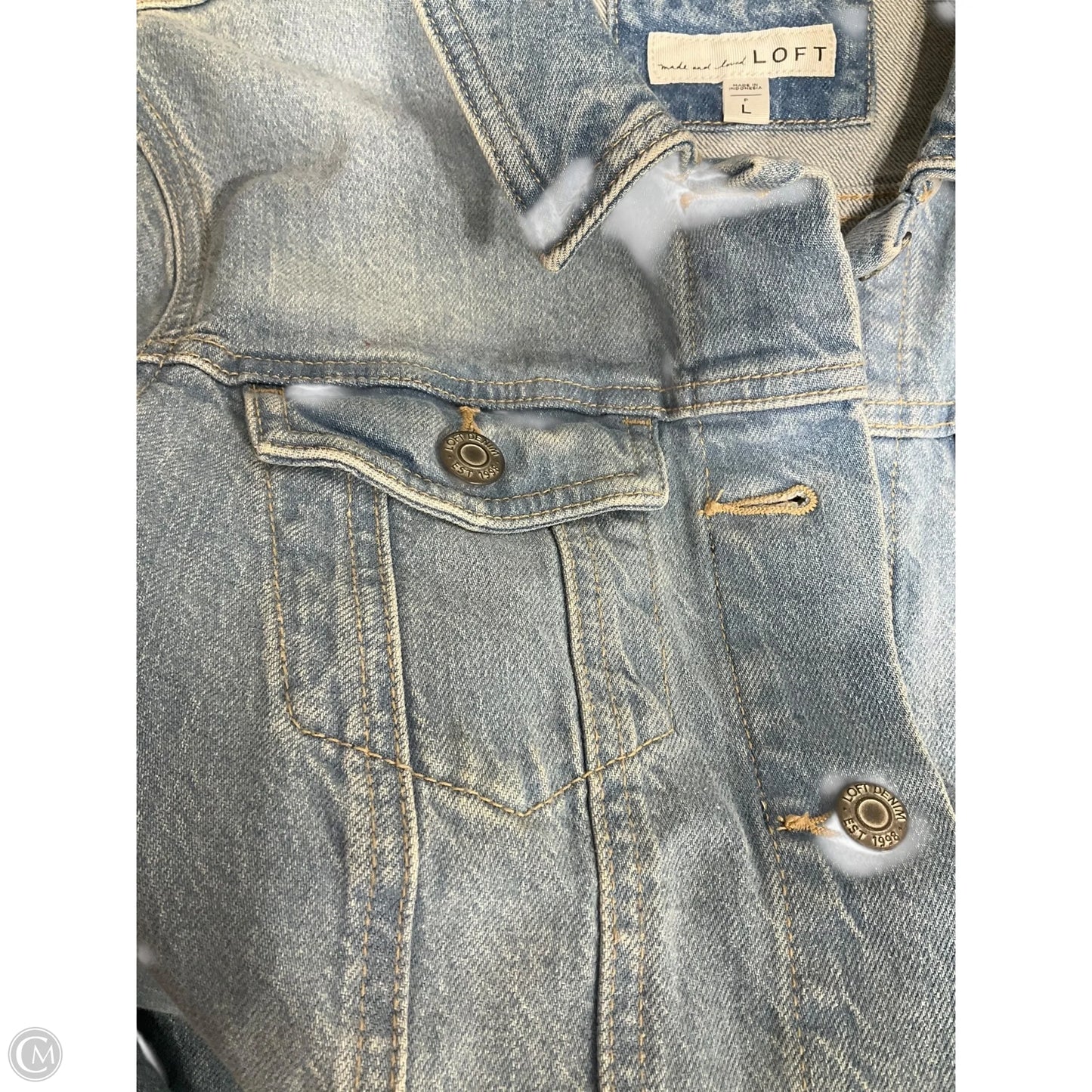 Jacket Denim By Loft In Blue Denim, Size: L